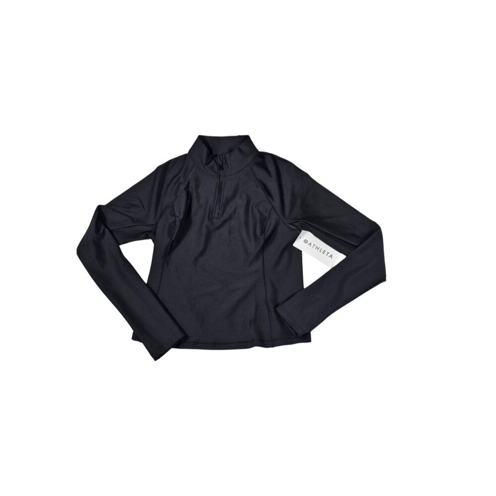 Athleta Interval Half Zip Fitted Sleek Black Pullover Top Jacket Size M